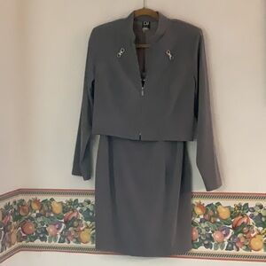DJ & Co. Vintage Blazer Dress Set, Size 10, Gray/Silver